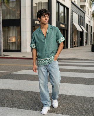 Verde Avenue Relaxed Fit Cuban Shirt