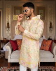 Shaye Cream Floral Ganganagery Kurta