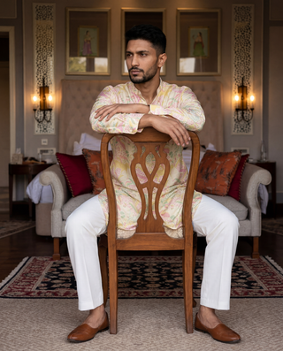 Shaye Cream Floral Ganganagery Kurta