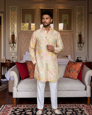Shaye Cream Floral Ganganagery Kurta