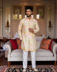 Shaye Cream Floral Ganganagery Kurta