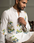 White Butterfly Printed Ganganagery Kurta