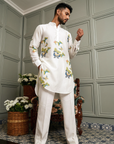 White Butterfly Printed Ganganagery Kurta