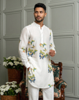 White Butterfly Printed Ganganagery Kurta