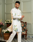 White Butterfly Printed Ganganagery Kurta