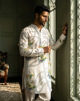 White Butterfly Printed Ganganagery Kurta