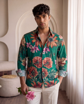Botanical Green Oxford Collar Shirt