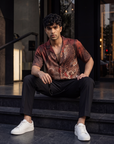Crimson Panther Red Relaxed Fit Cuban Shirt
