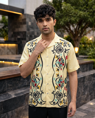 The Yellow Vine  Relaxed Fit Cuban Shirt