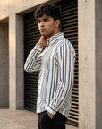 Black Striped Cotton Oxford Shirt