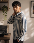 Blue Striped Cotton Oxford Shirt