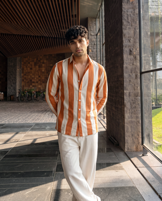 Beach Orange Striped Oxford Shirt