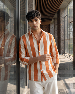 Beach Orange Striped Oxford Shirt