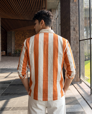 Beach Orange Striped Oxford Shirt