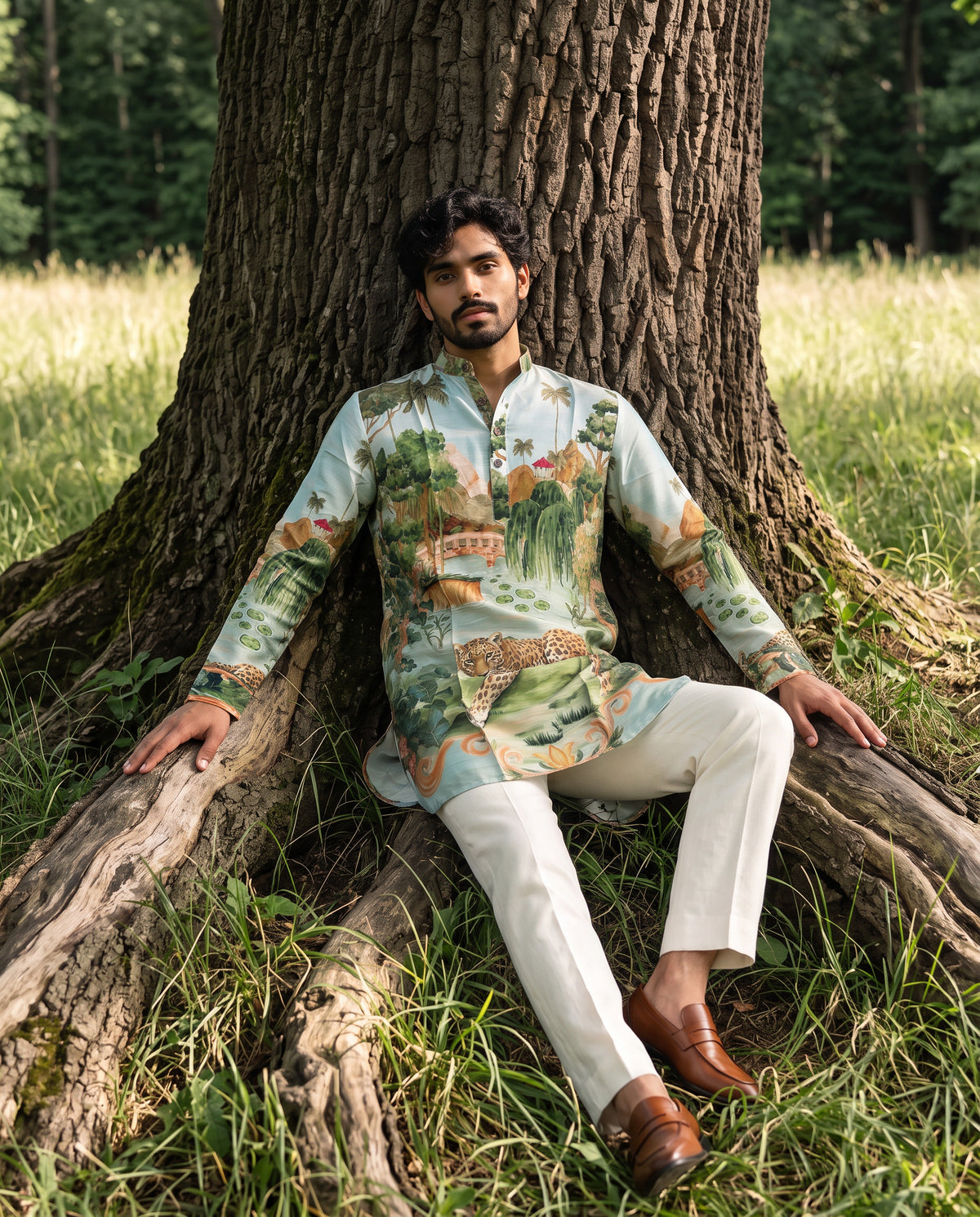 Wild Oasis Leopard Ganganagery Kurta