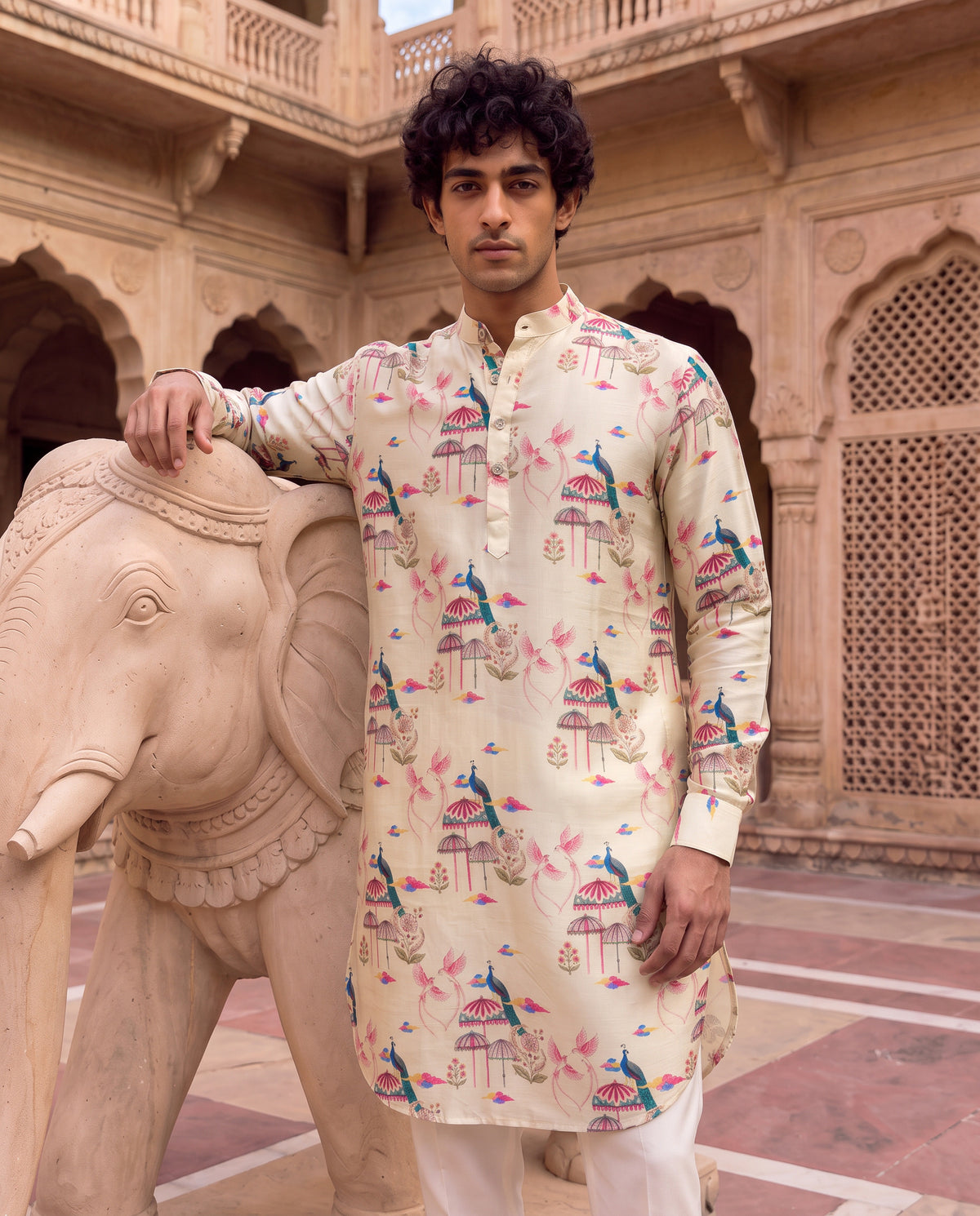 Peacock Jharokha Ganganagery Kurta