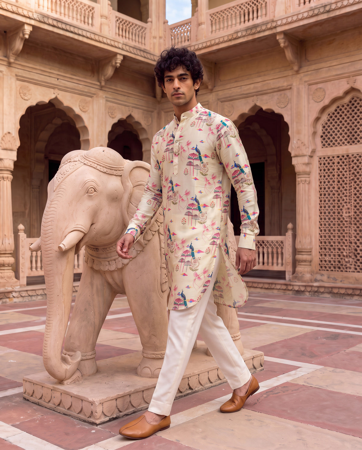 Peacock Jharokha Ganganagery Kurta
