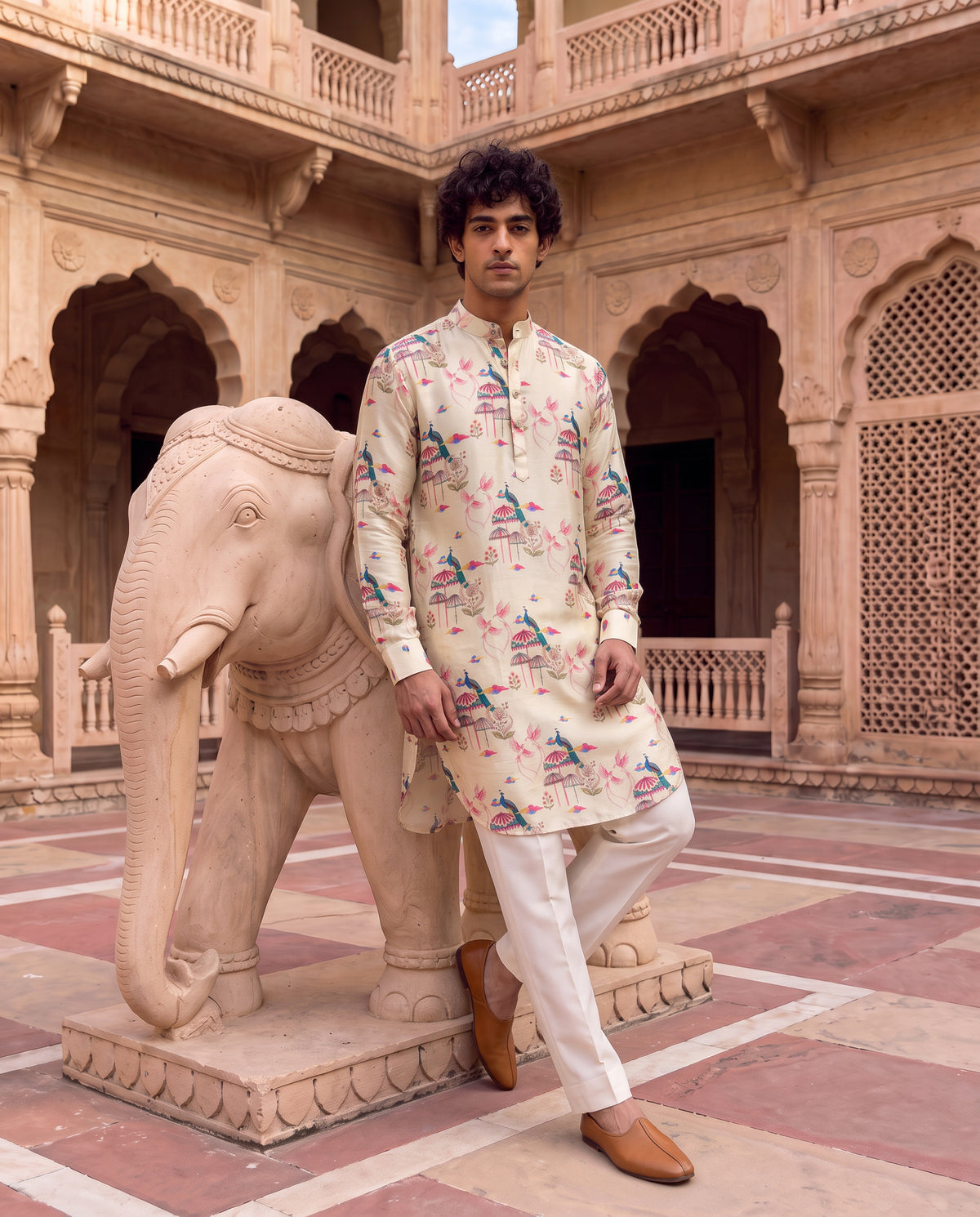 Peacock Jharokha Ganganagery Kurta