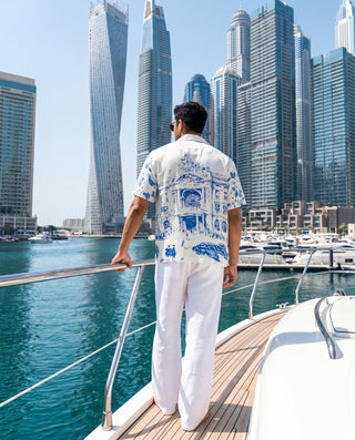 The Blue Facade Relaxed Fit Cuban  Shirt