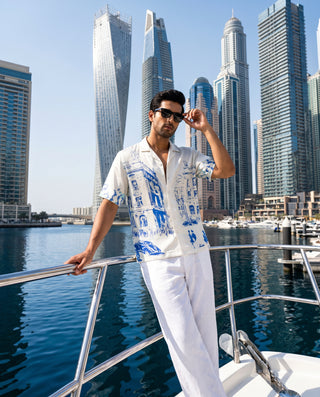 The Blue Facade Relaxed Fit Cuban  Shirt