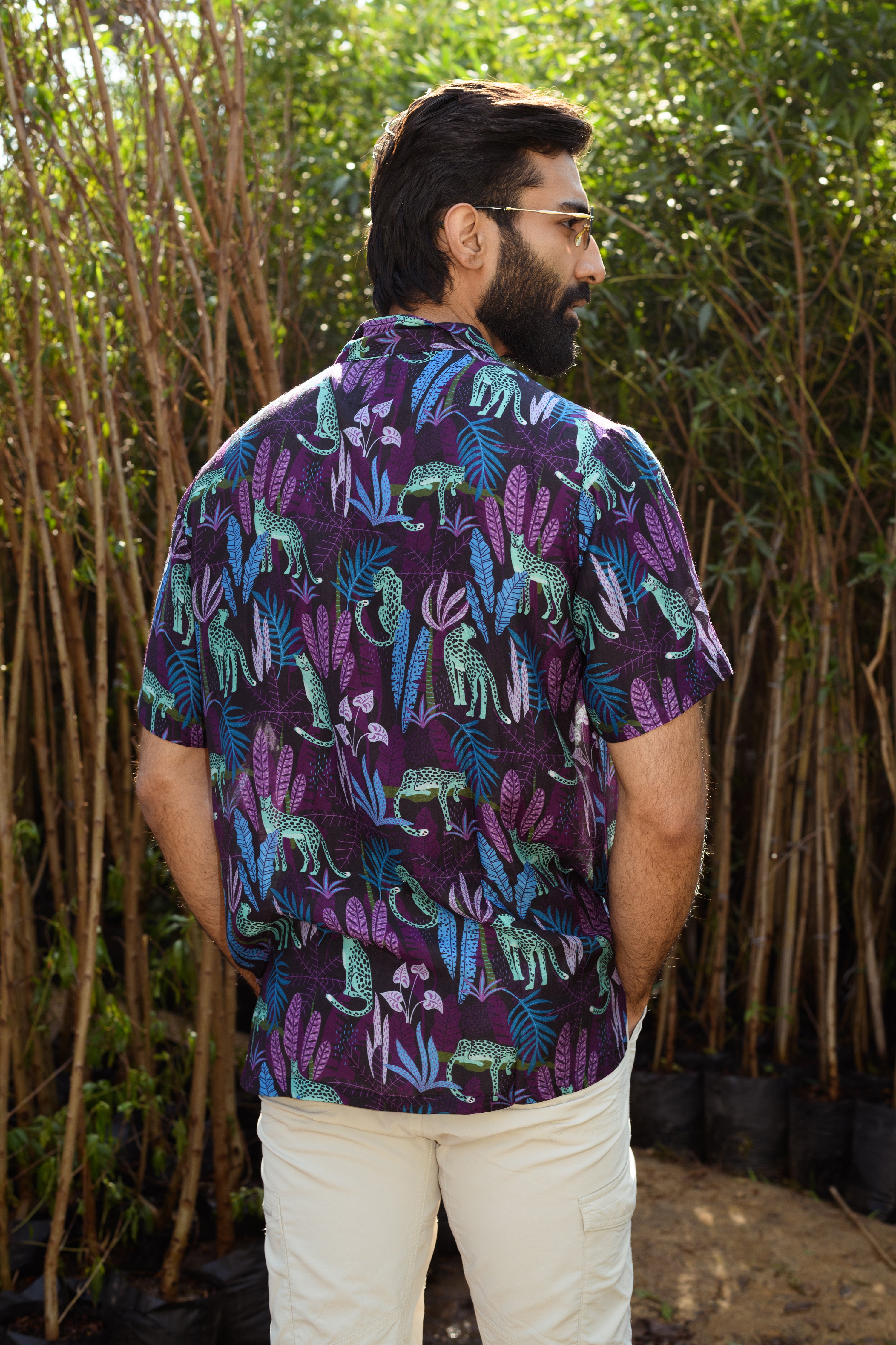 Leopard Midnight Floral Black - Silk - Hawaiian Collar OS Shirt
