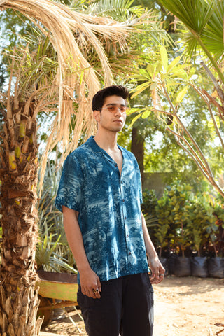 Beach Tiger - Silk - Hawaiin Collar OS Shirt For Men