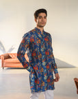 Jual Elephant Blue - Russian Silk - Ganganagry Kurta For Men