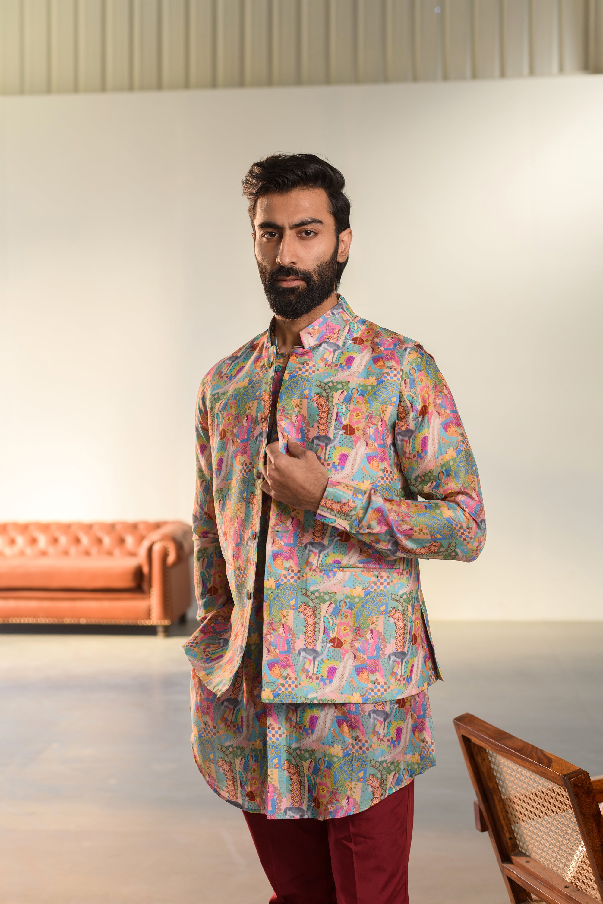 Versace Home - Russian Silk- Kurta Bandi Set For Men