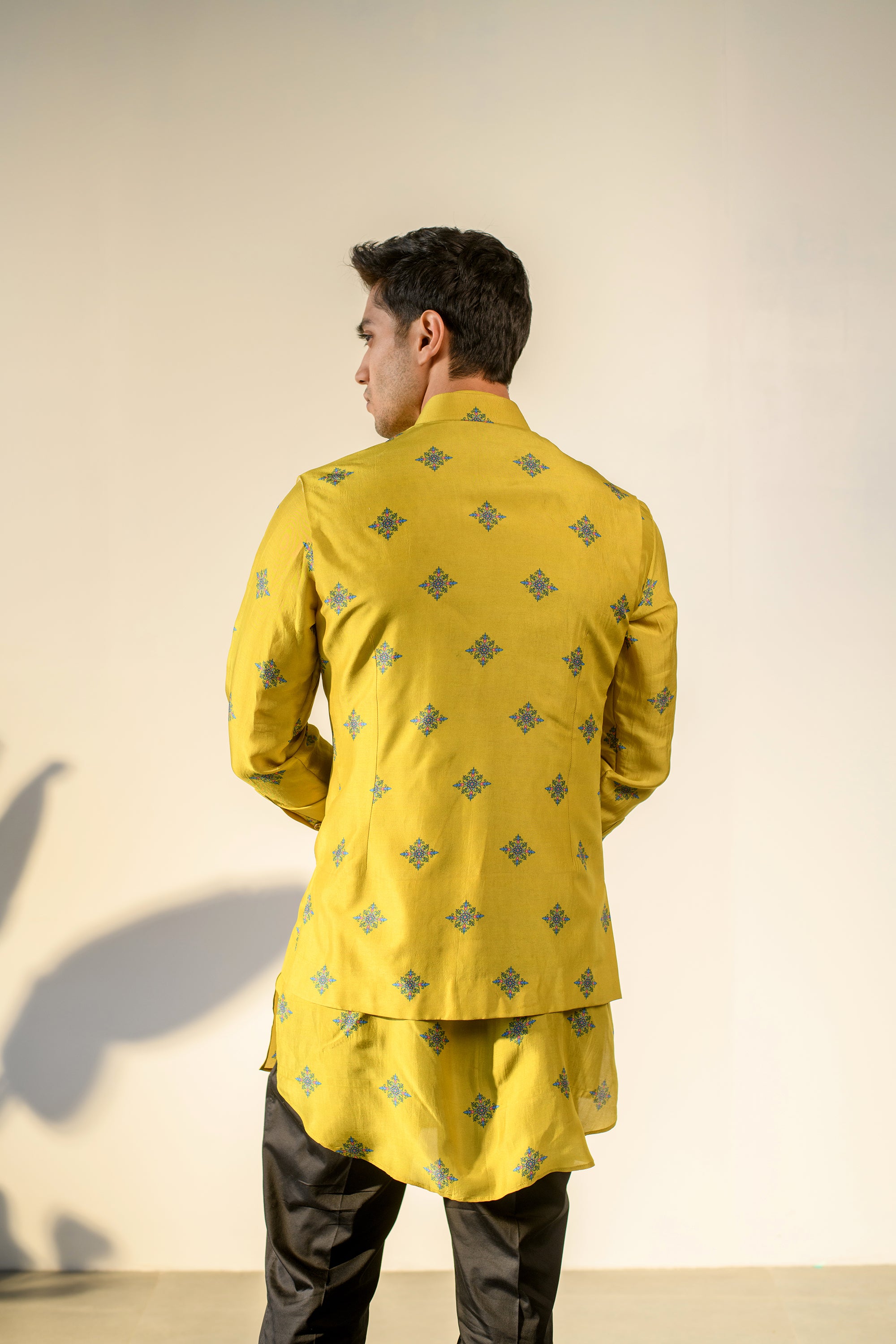 Nilay Yellow - Silk - Kurta Bandi Set For Men