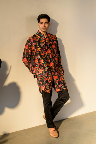 Jual Elephant Black - Russian Silk - Kurta & Bandi Set