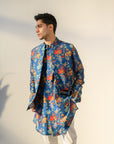 Jual Elephant Blue - Russian Silk - Full Button Kurta & Bandi Set