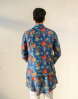 Jual Elephant Blue - Russian Silk - Full Button Kurta & Bandi Set