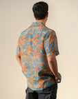 Leopard Floral Blue - Silk - Hawaiin Collar OS Shirt