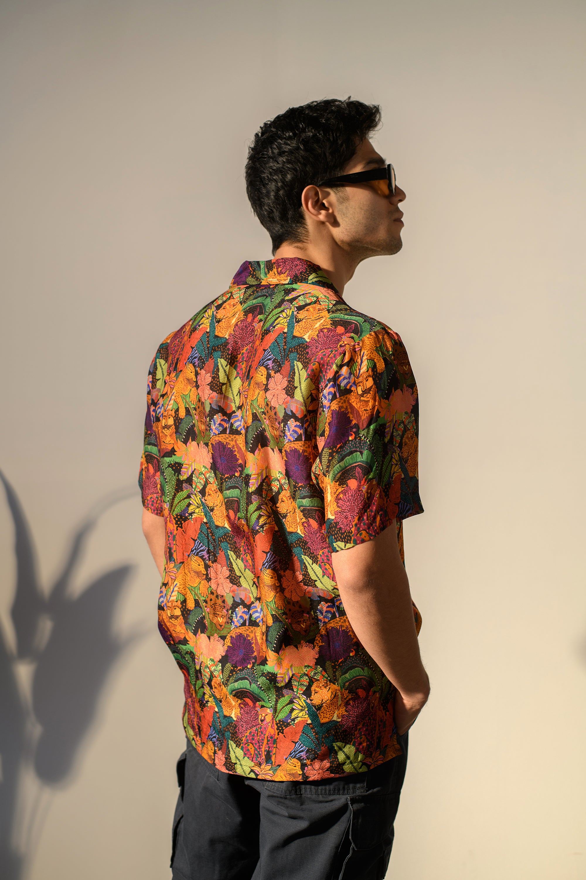 Leopard Multicolor Floral Russian Silk Oversize Hawaiin Collar Shirt